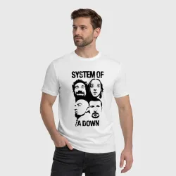 Мужская футболка хлопок System of a down - heads - фото 2