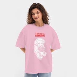 Женская футболка Oversize хлопок texturе Работник с самым важным Lethal company - фото 2