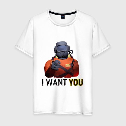 Мужская футболка из хлопка с принтом I want you Lethal company, вид спереди №1