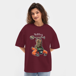 Женская футболка Oversize хлопок texturе Победа жука накопителя Lethal company - фото 2