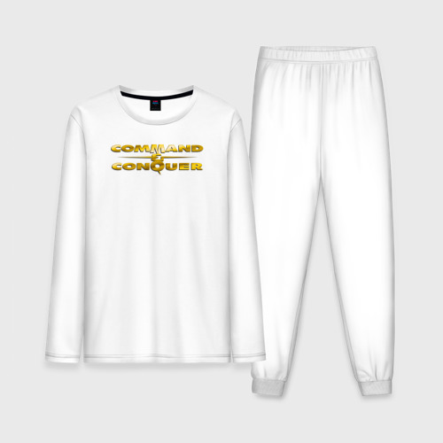 Мужская пижама с лонгсливом хлопок Command & Conquer логотип, цвет белый