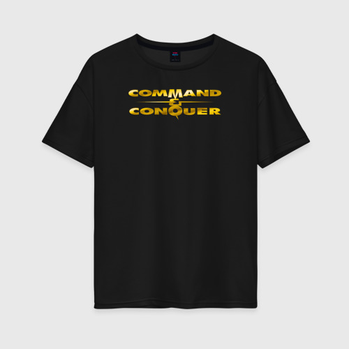 Женская футболка хлопок Oversize Command & Conquer логотип, цвет черный