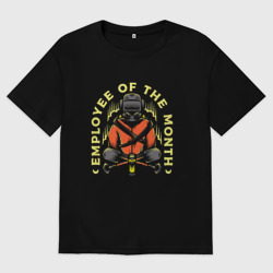 Женская футболка хлопок Oversize Работник месяца Lethal company