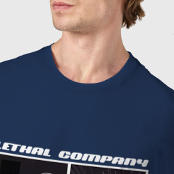 Футболка с принтом Lethal company memes для мужчины, вид на модели спереди №4. Цвет основы: темно-синий