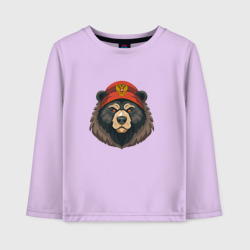 Детский лонгслив хлопок Русский медведь в шапке с гербом