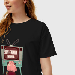 Женская футболка хлопок Oversize Аня из аниме и манги spy x family - фото 2