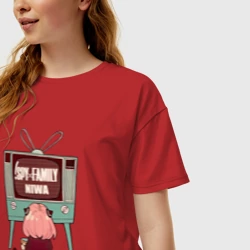 Женская футболка хлопок Oversize Аня из аниме и манги spy x family - фото 2