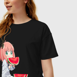 Женская футболка хлопок Oversize Аня ест арбуз, аниме семья шпиона - фото 2