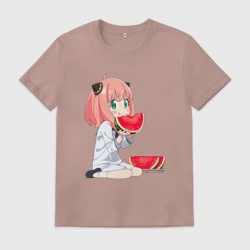 Мужская футболка хлопок Аня ест арбуз, аниме семья шпиона