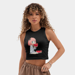 Женская укороченная майка-топ хлопок Аня ест арбуз, аниме семья шпиона - фото 2