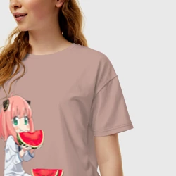 Женская футболка хлопок Oversize Аня ест арбуз, аниме семья шпиона - фото 2