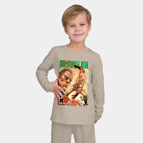 Детская пижама с лонгсливом хлопок One-Punch Man: Сайтама и Кинг , цвет миндальный - фото 3