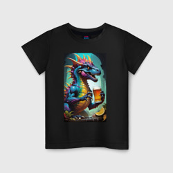 Детская футболка хлопок Пиво динозавр