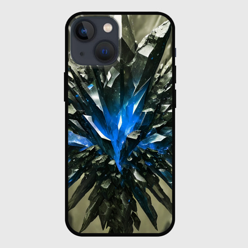 Чехол для iPhone 13 mini с принтом Драгоценный камень синий, вид спереди №1