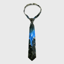 Галстук с принтом Драгоценный камень синий для мужчины, вид спереди №2. Цвет основы: белый