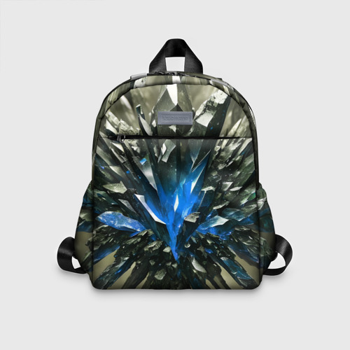 Детский рюкзак с принтом Драгоценный камень синий, вид спереди №1