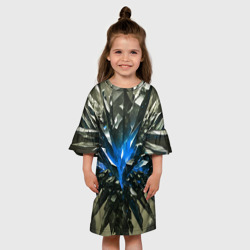 Платье с принтом Драгоценный камень синий для ребенка, вид на модели спереди №3. Цвет основы: белый