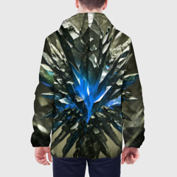 Куртка с принтом Драгоценный камень синий для мужчины, вид на модели сзади №2. Цвет основы: белый