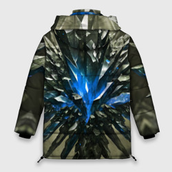 Куртка с принтом Драгоценный камень синий для женщины, вид сзади №1. Цвет основы: черный