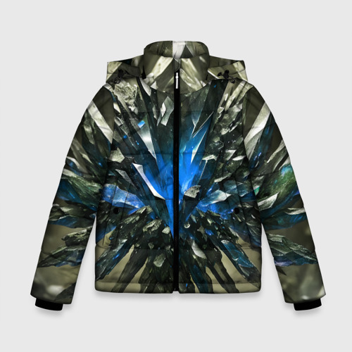 Зимняя куртка для мальчиков с принтом Драгоценный камень синий, вид спереди №1