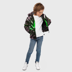 Куртка с принтом Зелёный драгоценный камень для любого человека, вид спереди №3. Цвет основы: черный