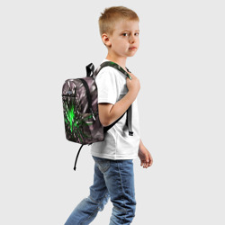 Рюкзак с принтом Зелёный драгоценный камень для ребенка, вид сзади №1. Цвет основы: белый