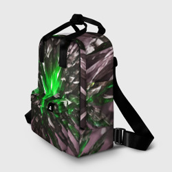 Рюкзак с принтом Зелёный драгоценный камень для женщины, вид спереди №2. Цвет основы: белый