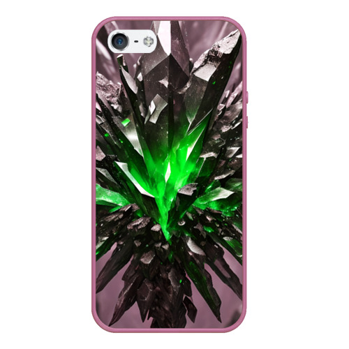 Чехол для iPhone 5/5S матовый с принтом Зелёный драгоценный камень, вид спереди №1