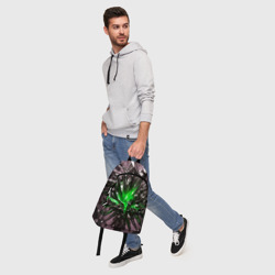 Рюкзак с принтом Зелёный драгоценный камень для любого человека, вид спереди №5. Цвет основы: белый