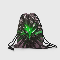 Рюкзак с принтом Зелёный драгоценный камень для любого человека, вид сзади №1. Цвет основы: белый