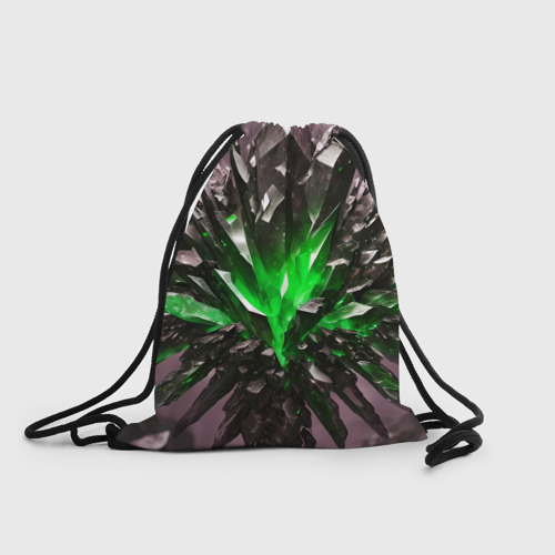 Рюкзак-мешок с принтом Зелёный драгоценный камень, вид спереди №1