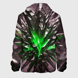 Куртка с принтом Зелёный драгоценный камень для мужчины, вид сзади №1. Цвет основы: белый