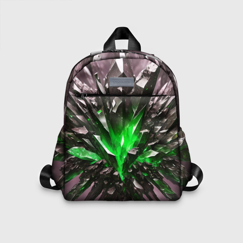 Детский рюкзак с принтом Зелёный драгоценный камень, вид спереди №1