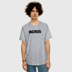 Мужская футболка хлопок Oversize Boss по английски - фото 2