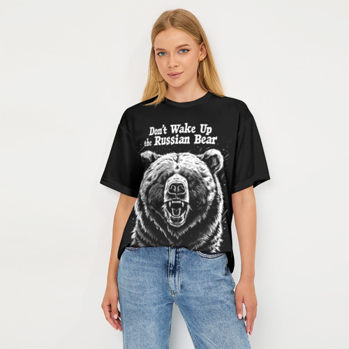 Женская футболка oversize 3D Don't wake up the russian bear, цвет 3D печать - фото 5