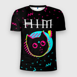 Мужская футболка 3D Slim HIM - rock star cat