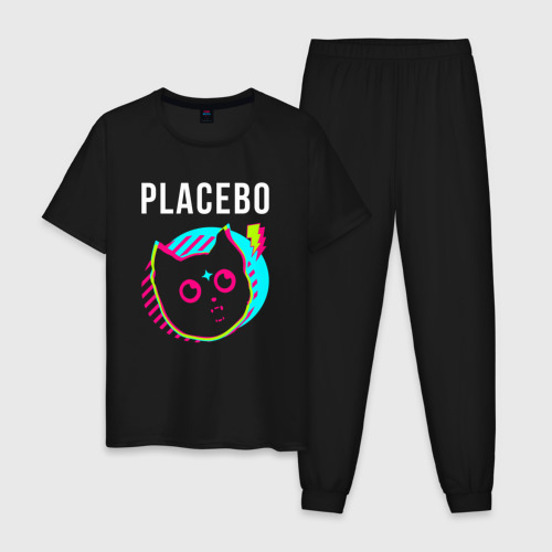 Мужская пижама хлопок Placebo rock star cat, цвет черный