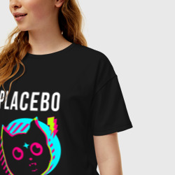 Женская футболка хлопок Oversize Placebo rock star cat - фото 2