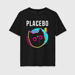 Женская футболка хлопок Oversize Placebo rock star cat