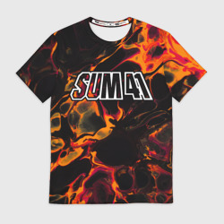 Мужская футболка 3D Sum41 red lava