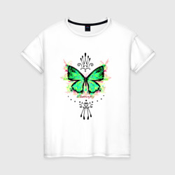 Бабочка зеленая корона – Женская футболка хлопок с принтом купить со скидкой в -20%