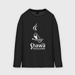Senior shawa developer white – Лонгслив оверсайз из хлопка с принтом купить