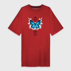 Бабочка голубая корона – Платье-футболка хлопок с принтом купить