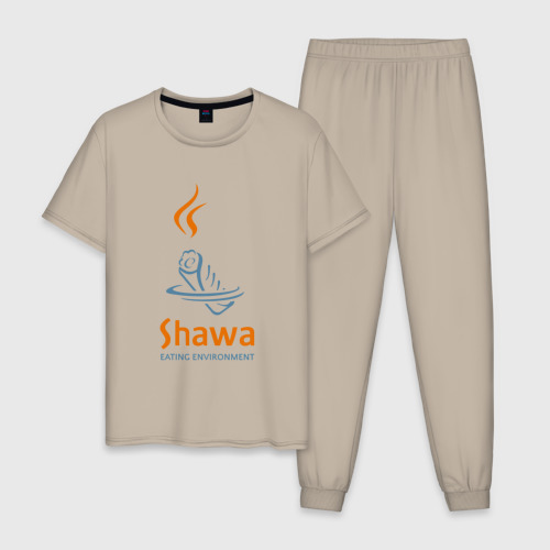 Мужская пижама хлопок с принтом Shawa eating environment, вид спереди #2