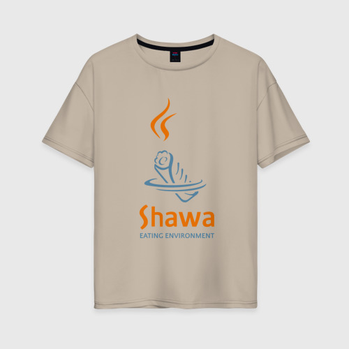 Женская футболка хлопок Oversize с принтом Shawa eating environment, вид спереди #2