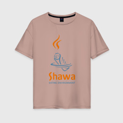 Женская футболка хлопок Oversize Shawa eating environment 