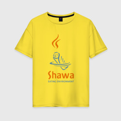 Женская футболка хлопок Oversize Shawa eating environment 