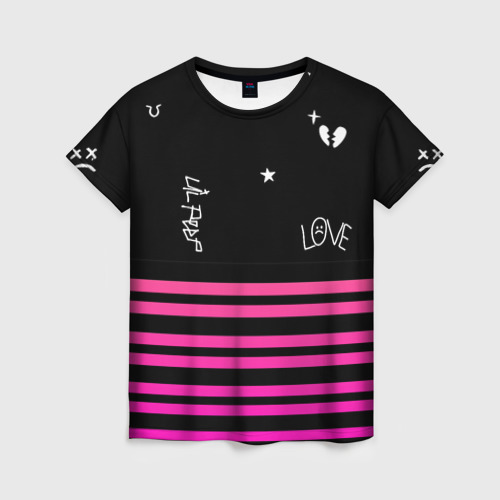 Женская футболка 3D Lil Peep розовые полосы, цвет 3D печать