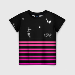 Детская футболка 3D Lil Peep розовые полосы