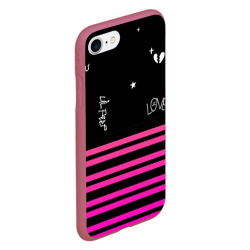 Чехол для iPhone 7/8 матовый Lil Peep розовые полосы - фото 2